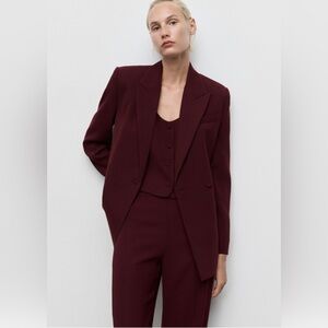 NWOT Mango Double Breasted Suit Blazer in maroon